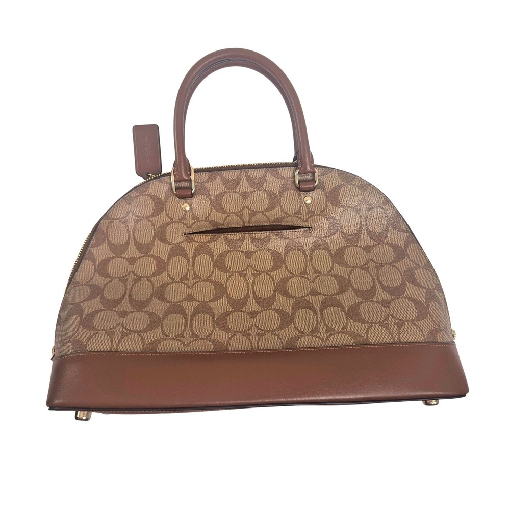 Coach Signature Sierra Dome Satchel F27584 Brown Leather Crossbody Bag
